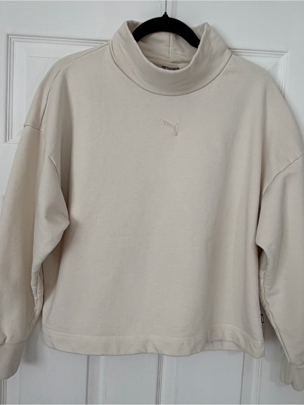 PUMA Cream Off-White Oversized Mock Neck Sweatshirt Sweater